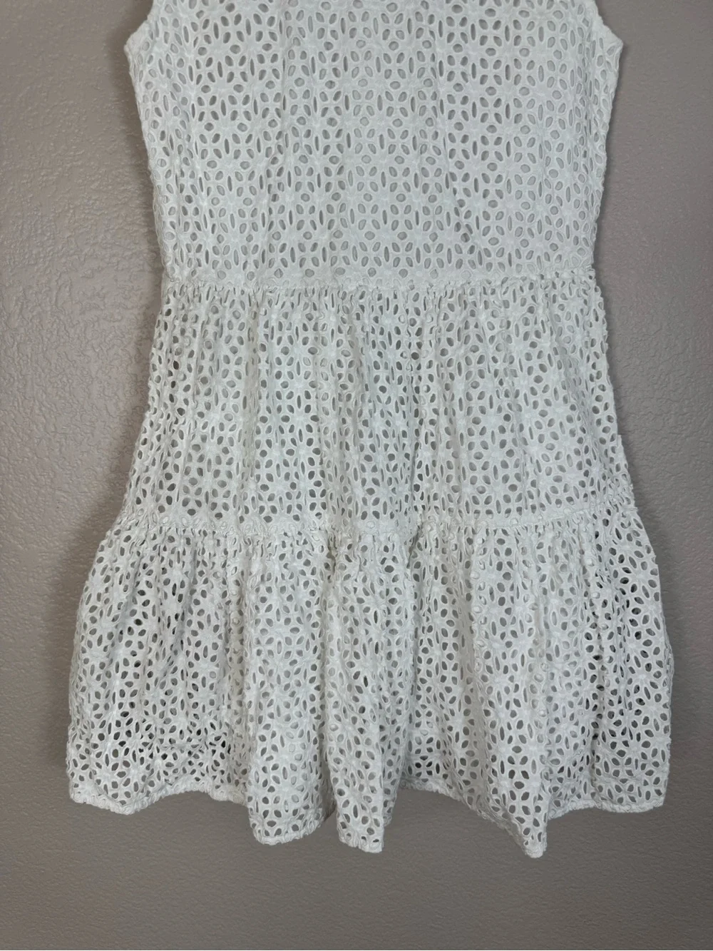 Kate Spade New York Eyelet Shirt Dress White Cotton XS $349 Lace Mini Preppy